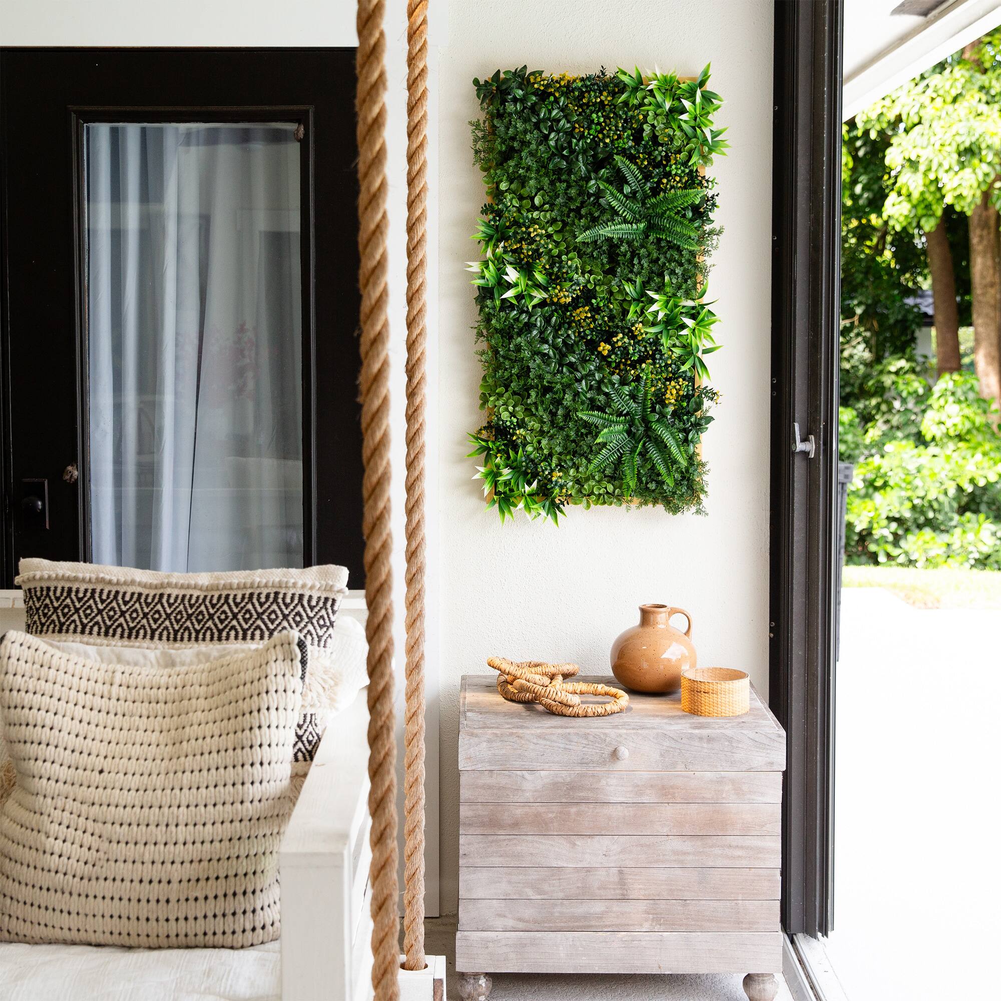 20" x 40" Framed Hawaiian Islands Artificial Living Wall Art Panel